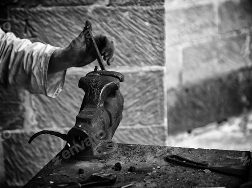 Preview: Anvil And Forging Hammer, Detail Of Work With The Iron