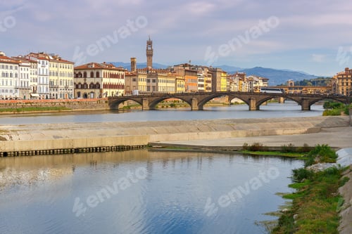 Preview: Florence. The City Embankment Along The Arno River.