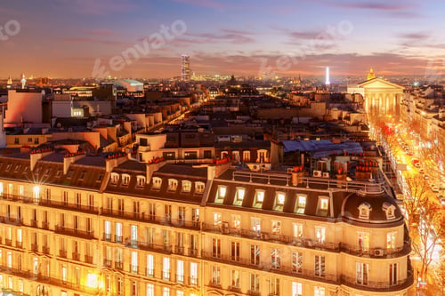 Preview: Aerial View Of The Districts Of Paris At Night. France.