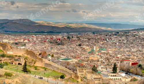 Preview: Fez Cityscape In Cloudy Weather, Morocco