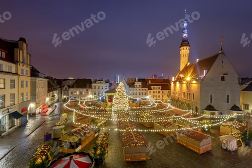 Preview: Tallinn. Town Hall Square At Christmas.
