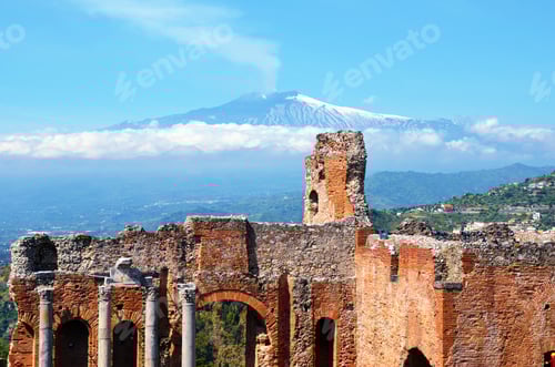 Preview: The Greek Theater In Taormina Sicily Italy Ater In Taormina Sicily Italy