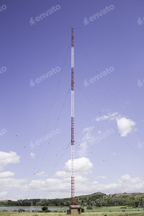 Preview: Tower Of Red And White Telephone In Nature, Business