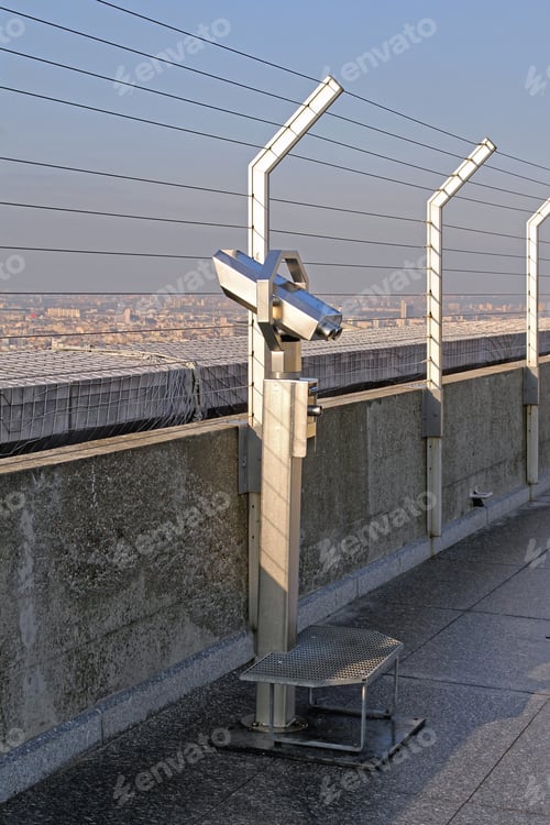 Preview: Coin Operated Telescope Binoculars Tourist Viewer At Top Of Building