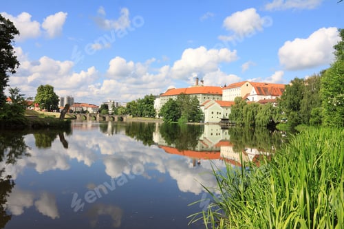 Preview: The Colorful Medieval Town Pisek In Czech Republic Above The River Otava