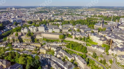 Preview: Luxembourg, Historical City Center In The Morning, Aerial View