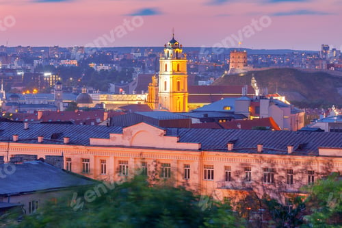 Preview: Scenic View Of The City On The Sunset. Vilnius. Lithuania.