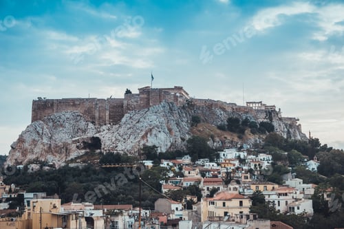Preview: Rooftop View Of Athens With The Acropolis On The Mount In The Background In A Scenic Landscape View
