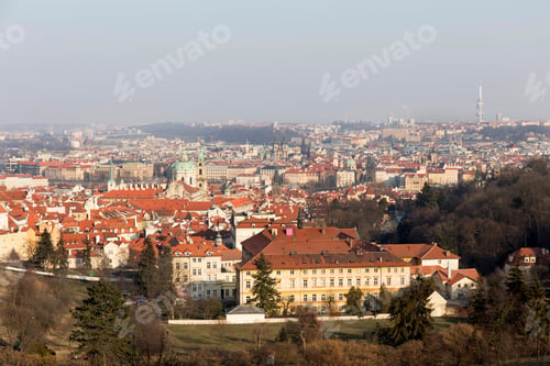 Preview: Sunny Frosty Winter Prague City With Its Cathedrals, Historical Buildings And Towers, Czech Republic