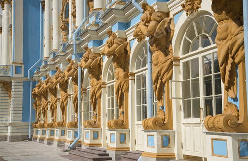 Preview: St. Petersburg, Russia - July 10, 2015: Fragment Of The Facade Of The Catherine Palace Sunny Summer