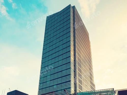Preview: Modern Skyscraper At Japan With Blue Facade