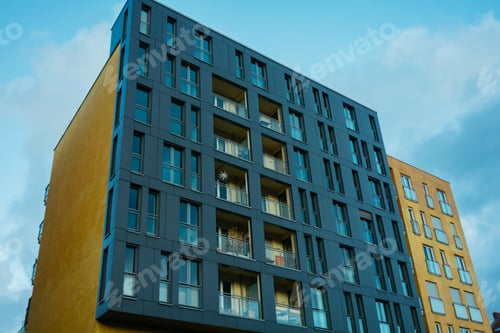 Preview: Yellow And Black Facaded Modern Apartment Complex