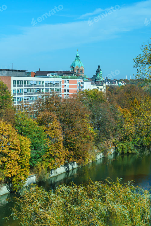 Preview: St. Luke Church Near Isar River And Wehrsteg Bridge, Munich, Germany