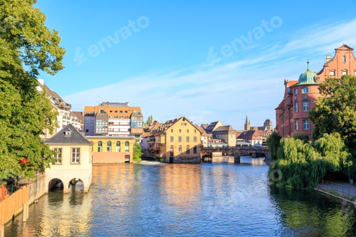 Preview: Strasbourg, France. Houses In The Historical Center Of Strasbourg. River Ill
