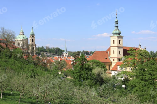 Preview: View On The Spring Prague St. Nicholas' Cathedral With The Green Nature, Czech Republic