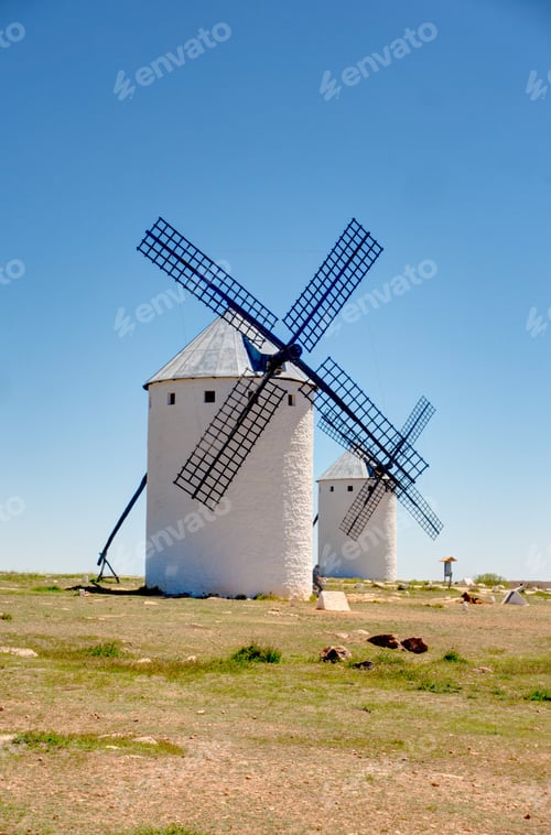 Preview: Campo De Criptana, Picturesque Village With Windmills In Spain, Hdr Image