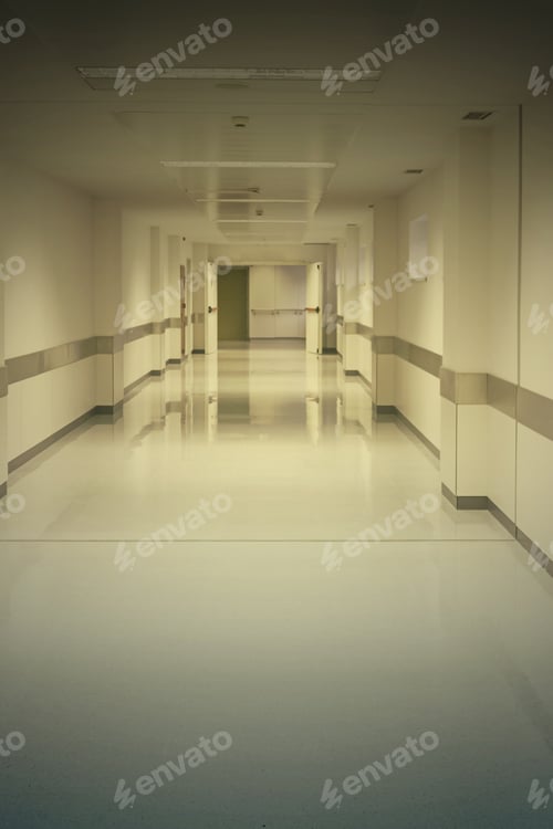 Preview: Empty Hospital Hall With White Walls, Medicine