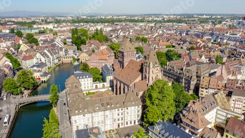 Preview: Strasbourg, France. Church Of St. Thomas, Protestant Church, Aerial View