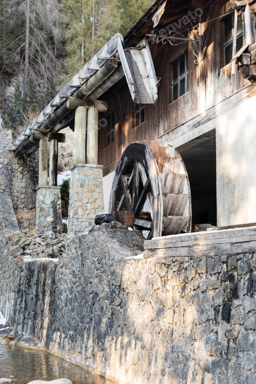 Preview: Old Mill With Waterwheel.