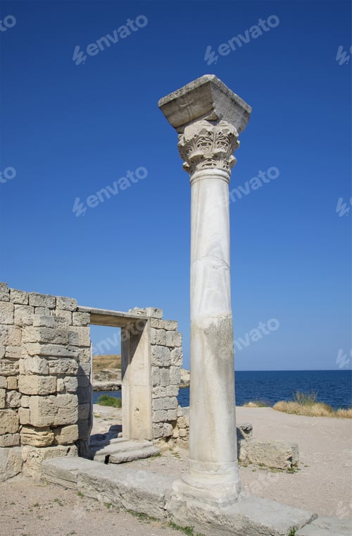 Preview: The Column On The Ruins Of An Ancient Basilica. Hersonissos
