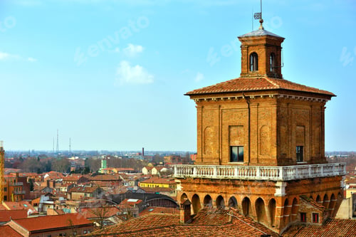 Preview: Panorama Of The Historic Center Seen From The Este Castle Ferrara Italy