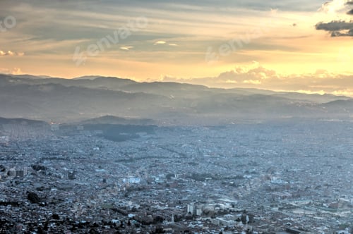 Preview: Bogota, Colombia, Cityscape At Sunset From Monserrate