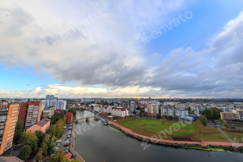 Preview: Central Part Of The City Of Kaliningrad, Embankment Of The Fish Village, Jubilee Bridge