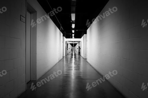 Preview: Empty And Dark Hospital Corridor, Construction And Architecture, Medicine
