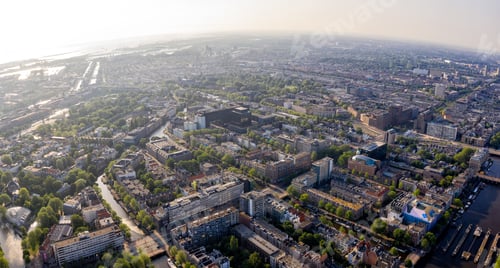 Preview: Amsterdam, Netherlands. Panorama Of The City From The Air. Summer