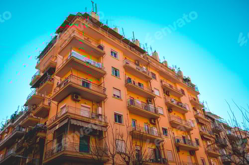Preview: Low Angle View Of Orange Building In The Heart Of Thessaloniki