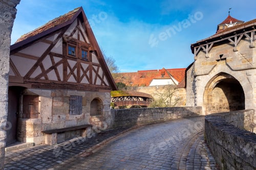 Preview: View Of The Stone Towers And Medieval Buildings In The Historic City. Rothenburg Ob Der Tauber