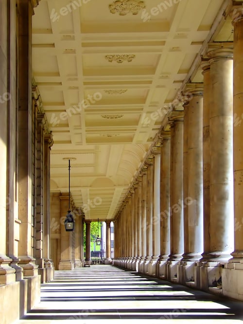 Preview: Series Of Ancient Columns In Sepia Color
