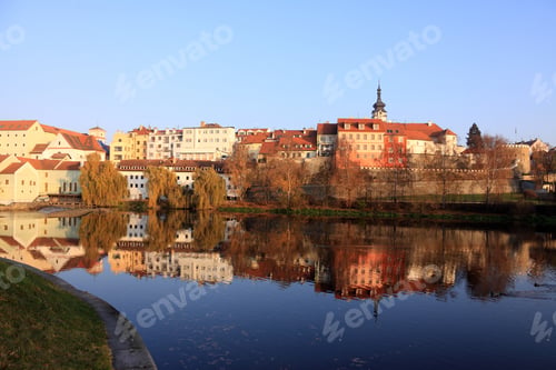 Preview: The Colorful Medieval Town Pisek With Gothic Deanery Church Above The River Otava