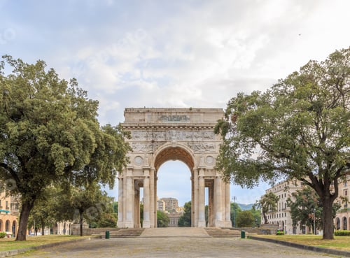 Preview: Italy, Genoa. Arch Of Victory. Text In En: Genoa. The Sons Dead For The Homeland Fighting On The