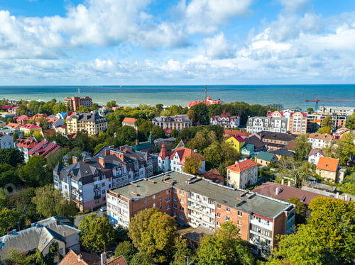 Preview: Russia, Zelenogradsk. Panoramic View Of The Baltic Sea, From Drone