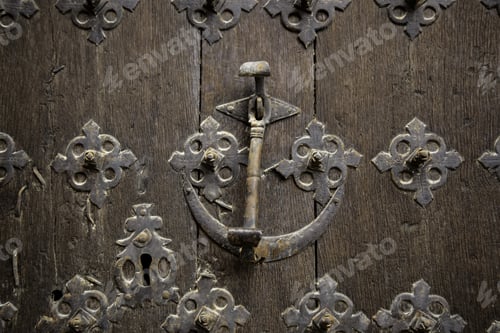 Preview: Wooden Door With Ancient Lock, Construction And Architecture