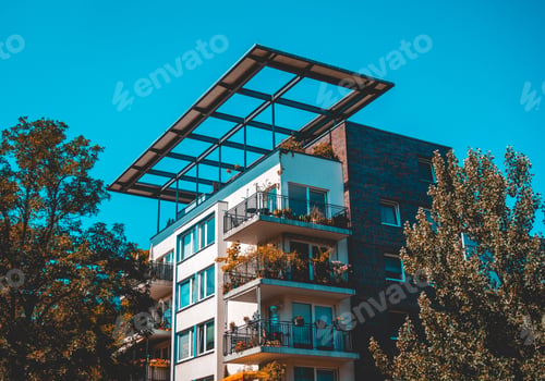 Preview: Apartment Building At Treptower Park, Berlin With Futuristic Rooftop