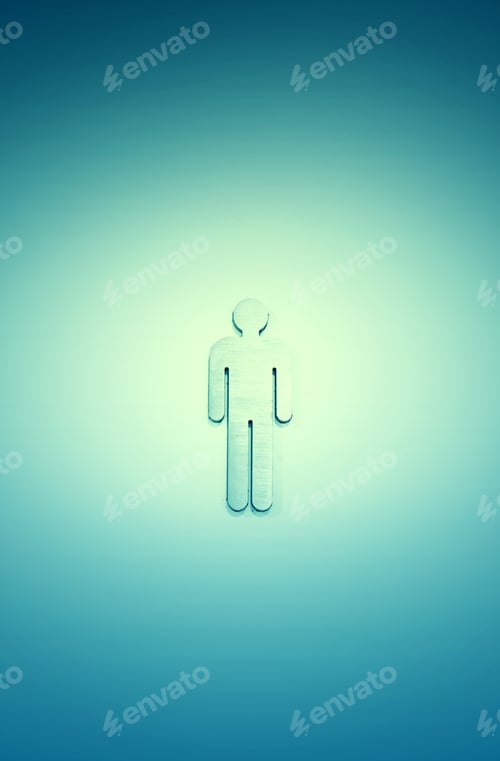 Visualização: Toilet Man Male Symbol With Metal Door