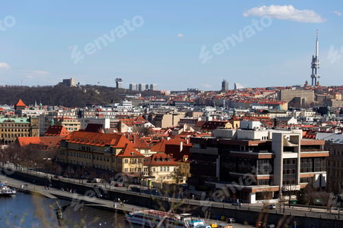 Preview: Spring Prague City With With Its Towers And Bridges In The Sunny Day, Czech Republic