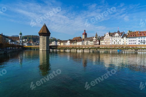 Preview: Chapel Wooden Bridge (Xiv C.) Or Kapellbrucke Across The Reuss River With Paintings Of Xvii C