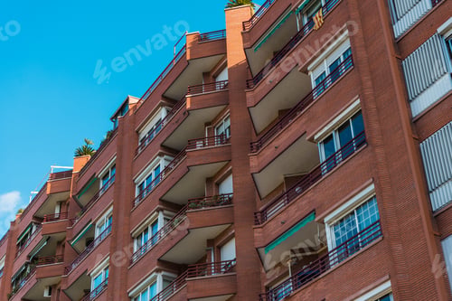 Preview: Orange Apartment House With Brick Facade