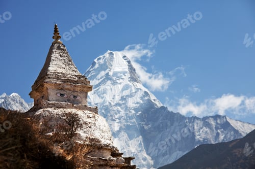 Preview: Temple and Snow-Capped Mountain Landscape
