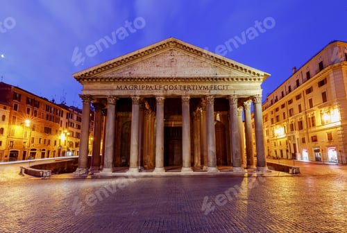 Preview: Rome. Pantheon In The Night Illumination.
