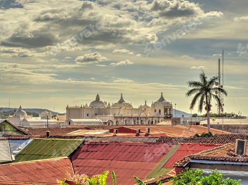 Preview: Leon, Nicaragua, Historical Center In Sunny Weather, Hdr Image