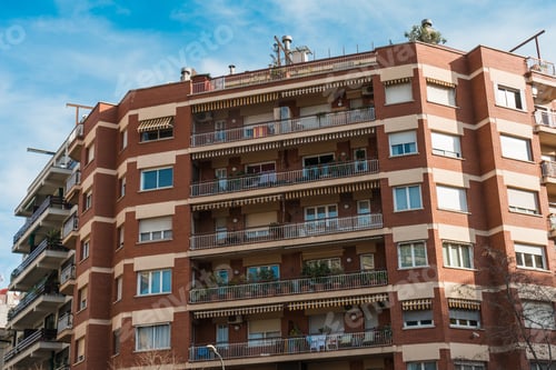Preview: Red Brick Apartment Building With Big Balconies