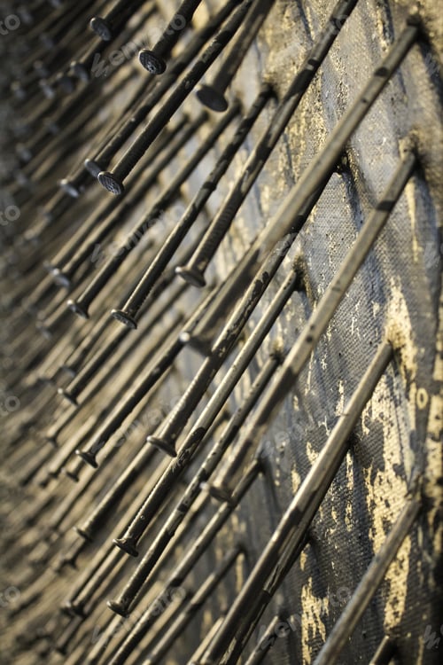 Preview: Metal Nails Nailed To The Wall, Construction And Architecture