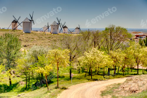 Preview: Campo De Criptana, Picturesque Village With Windmills In Spain, Hdr Image