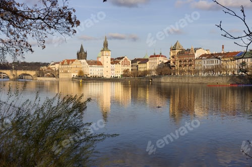 Preview: Winter Prague Old Town With Bridge Tower And St. Francis Of Assisi Cathedral Near Charles Bridge
