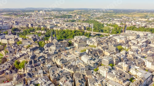 Preview: Luxembourg, Historical City Center In The Morning, Aerial View