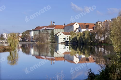 Preview: Winter Colorful Royal Medieval Town Pisek Above The River Otava, Czech Republic